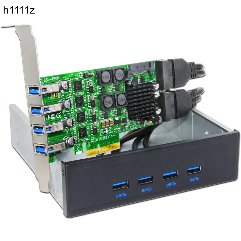 H1111Z плата расширения PCIE USB 3,0 карта PCI-E/PCI Express USB 3,0 контроллер + 5,25 USB 3,0 Передняя панель ПК Компьютерные компоненты НОВЫЙ