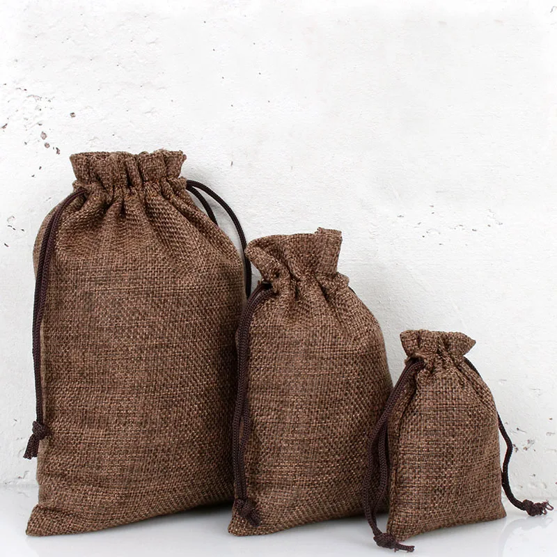 

Coffee Flax Gift Bag Sack 8x10cm 9x12cm 10x15cm 13x17cm pack of 50 Jewelry Jute Linen Pouch