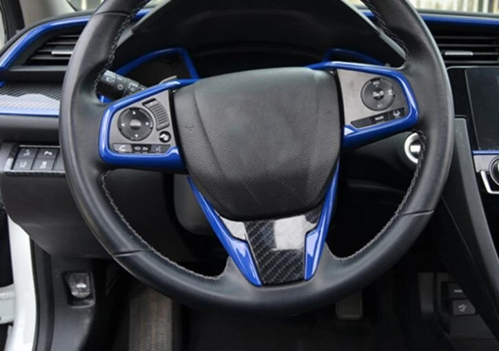 

Carbon Fiber Red Blue Steering Wheel Decoration Brightness 2017 2018 FOR Honda CRV cr-v Civic