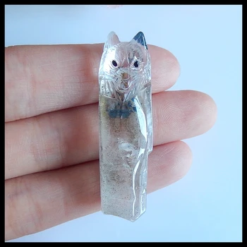 

Carved wolf head White quartz material Semi-precious stones, Jewelry accessories Pendants,43x13x10mm,10.4g
