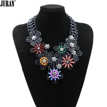 Wholesale 2017 new high quality women colorful flower design fashion necklace choker Necklace luxury statement Fashion Jewelry