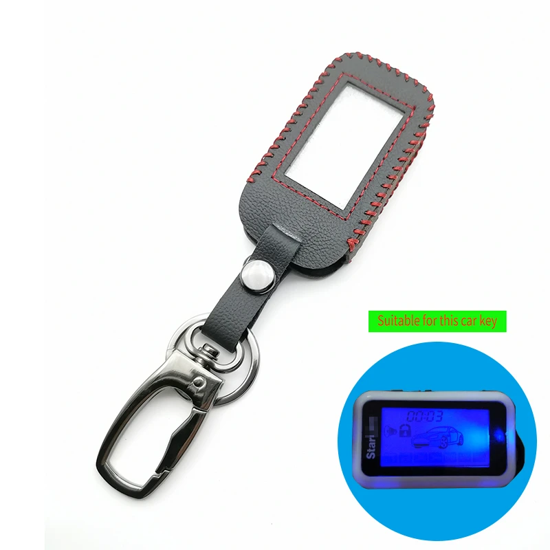 High Quality Leather Key Cover For Starline E90 E91 E60 E61 E62 LCD Remote Control Only Two Way Car Alarm Keychain Case | Автомобили и