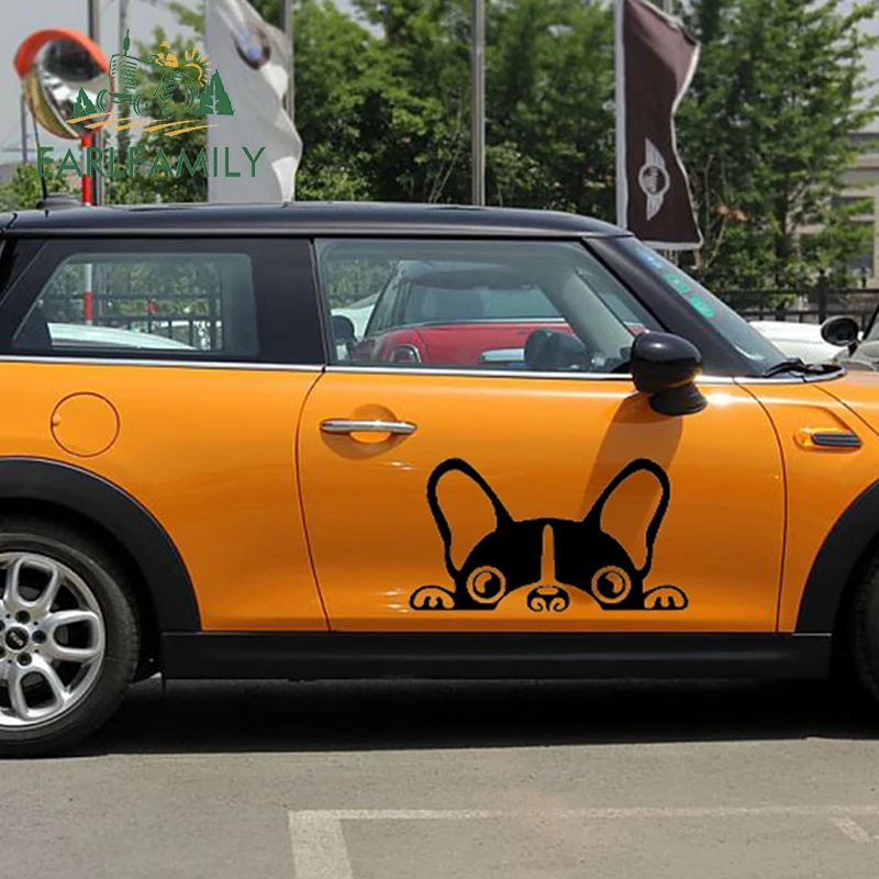 

EARLFAMILY 58cm x 29cm 2x Boston Terrier Funny Graphical (one For Each Side) Car Sticker for Truck Window Auto Door Vinyl Decal