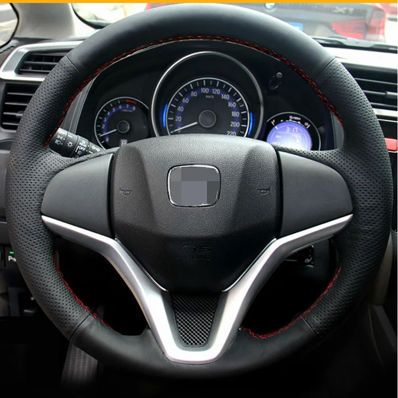 StBlack Artificial Leather Car steering Wheel Cover for Honda Fit City Jazz 2014 2015 HRV HR-V 2016 StBlack Artificial Leather Car steering Wheel Cover for Honda Fit City Jazz 2014 2015 HRV HR-V 2016