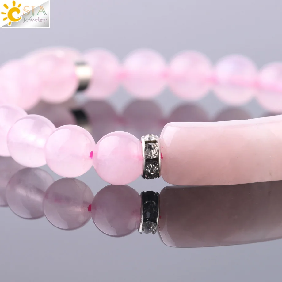 Natural Stone Pink Crystal Bracelet for Women Girls Love Heart Bracelets