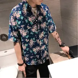 Летняя новая мужская гавайская рубашка модная повседневная рубашка с принтом Мужская Уличная трендовая Свободная рубашка с короткими