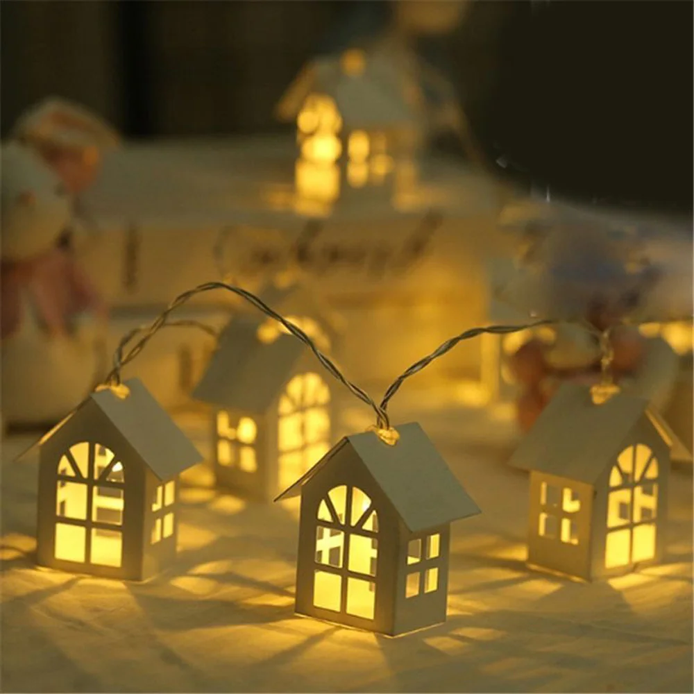 Простой 1,5 м 10 шт. светодиодный Рождественский домик на елке Сказочный светильник светодиодный Свадебный натальный гирлянда Новогоднее Рождественское украшение