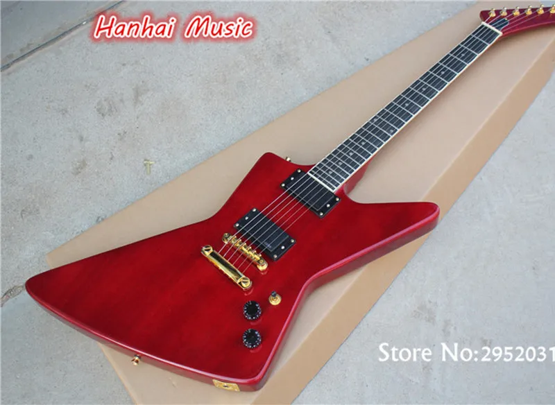 

Free Shipping-Electric Guitar with Flying V Metallic Red Color,Gold Hardware,Scalloped Fretboard,Active Circuit,can be Custom
