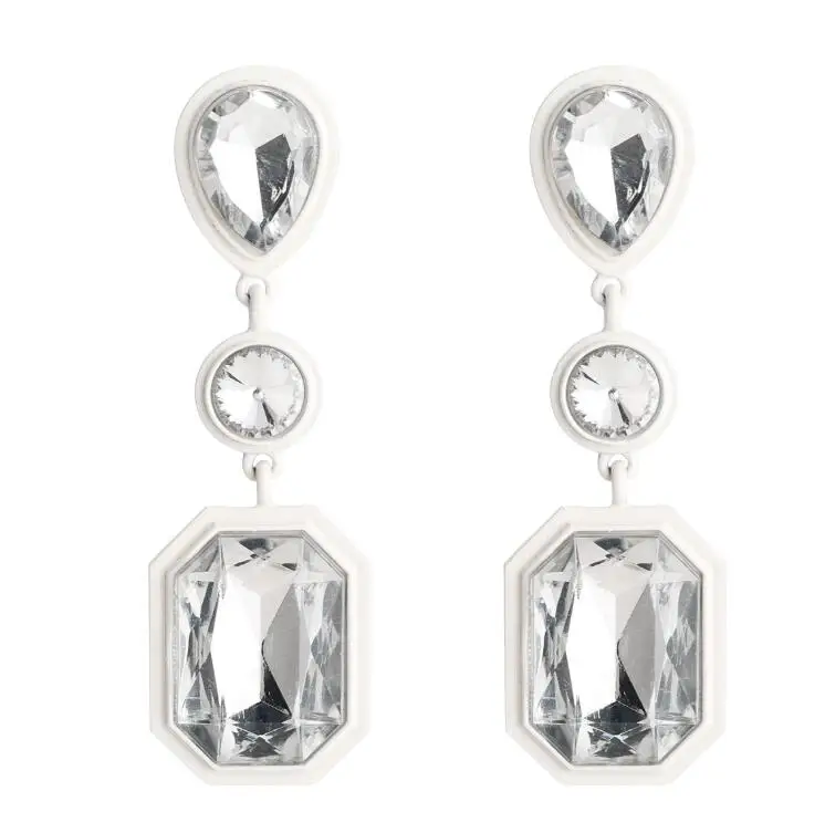 KMVEXO, винтажные геометрические массивные серьги для женщин, блестящие кристаллы, модные свисающие серьги, свадебный подарок, ювелирное изделие, новинка - Окраска металла: White