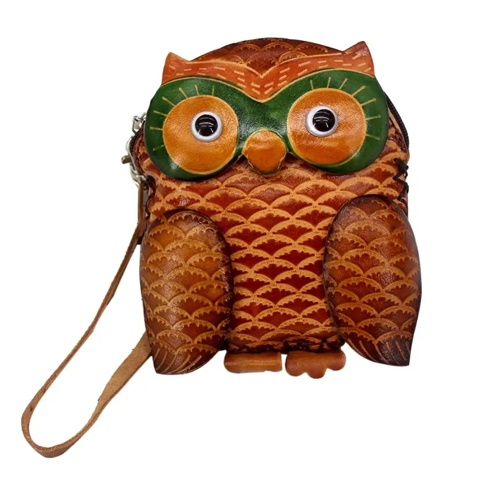 

Vintage Faux Leather Owl Shape Women Coin Purse Mini Storage Bag with Lanyard
