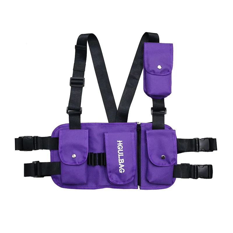 Мужская нагрудная сумка в стиле хип-хоп, уличная одежда унисекс, армейский Тактический нагрудный рюкзак - Цвет: Purple   Waist pack