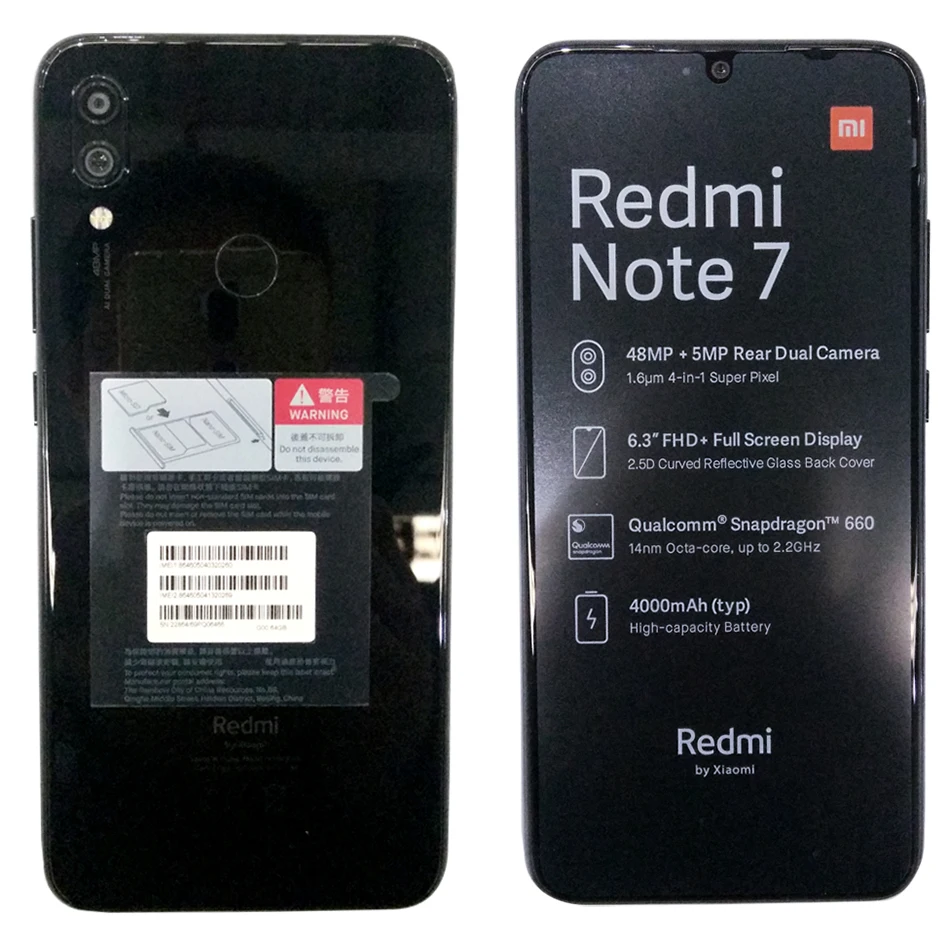 Xiaomi Redmi Note 7 с глобальной версией, 3 Гб ОЗУ, 32 Гб ПЗУ, Смартфон Snapdragon 660, четыре ядра, 4000 мАч, QC4.0, 6,3 дюйма, 48 Мп+ 5 МП, мобильный телефон