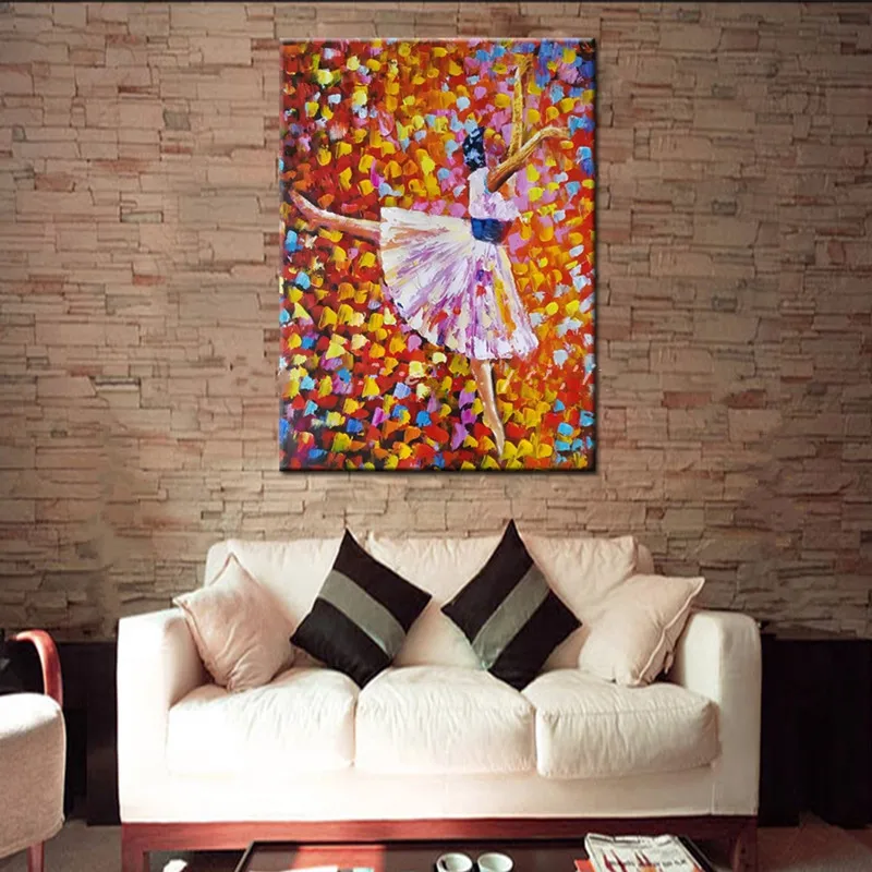 

Hand Painted Abstract Figure Oil Paintings on Canvas Large Colorful Knife 3D Ballet Dancer Painting Home Decor Wall Art Pictures