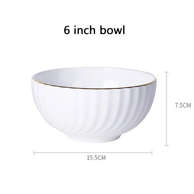 Блюдо и тарелки костяного фарфора столовый сервиз Китай Здоровье посуда белый керамический поднос для фруктов Суповая тарелка миска блюдо подарок фарфор - Цвет: 6 inch bowl