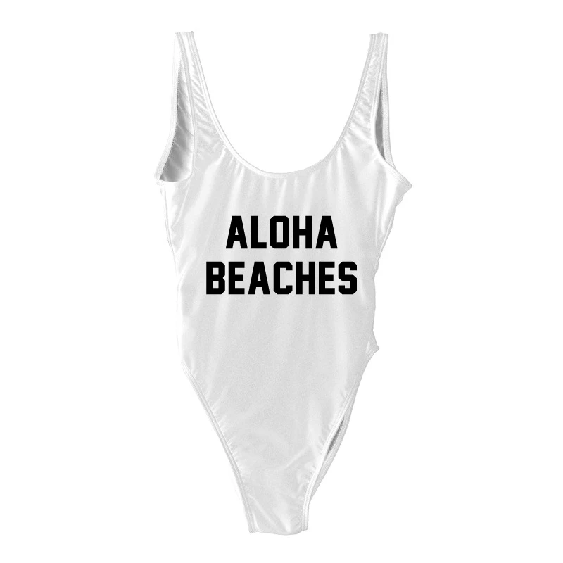 Пляжный слитный купальник ALOHA с надписью сексуальные стринги женские бикини 2018