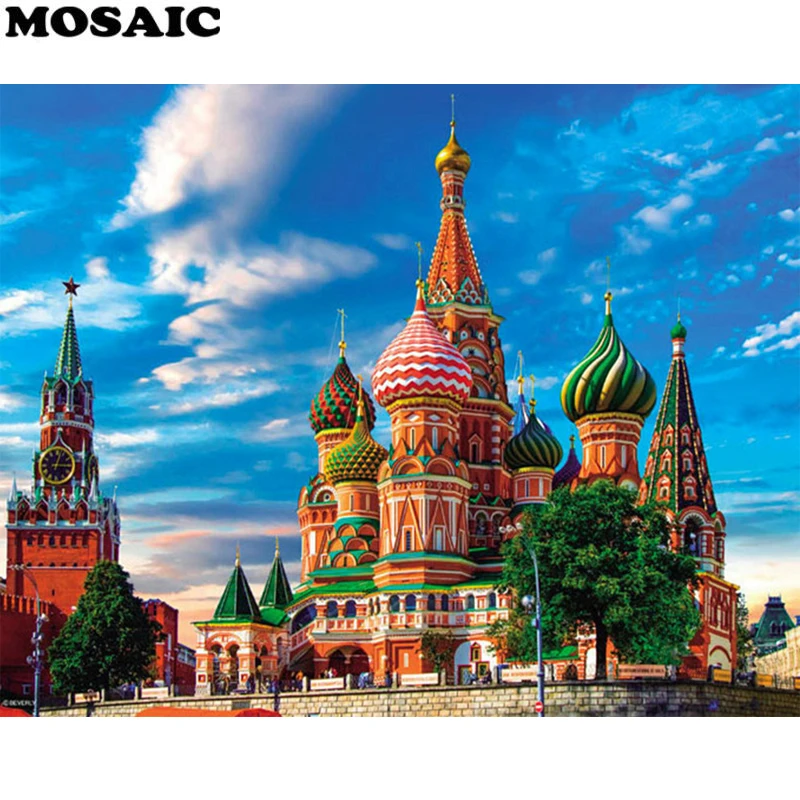 

Full Square/round 5D Diamond Painting Scenic Moscow Church Embroidery Sale Diamond Mosaic Stitch Picture Rhinestone Drop Ship