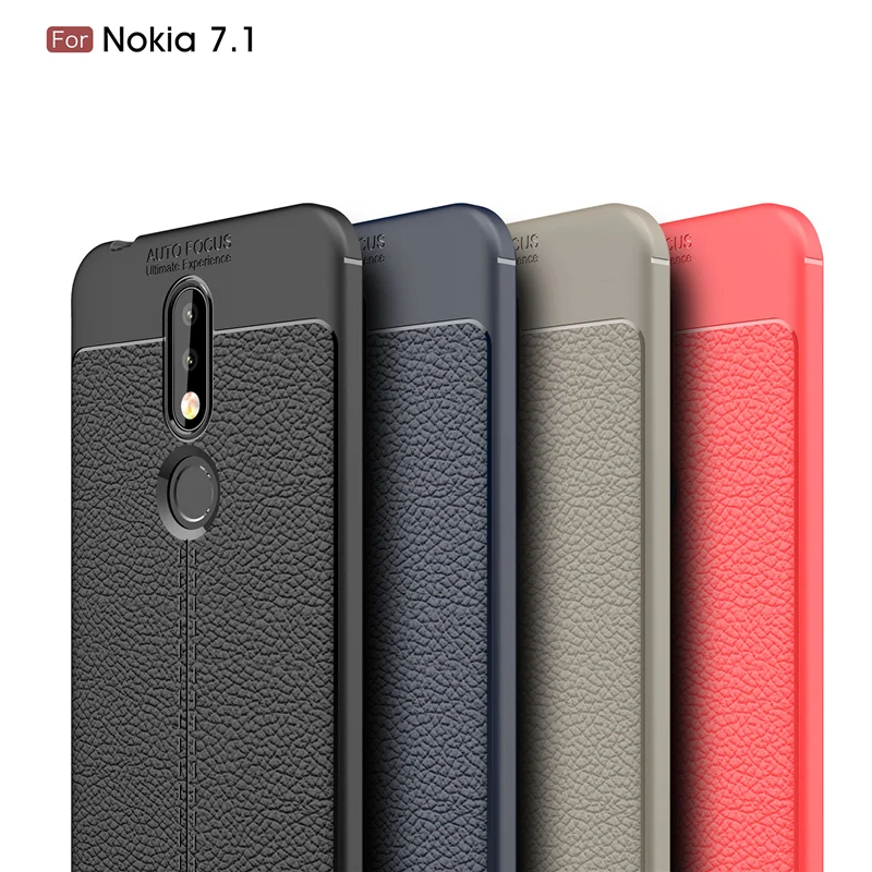 

Phone Case For Nokia 7.1 Luxury Carbon Fiber Litchi Pattern Anti-skid Soft TPU Silicon Shockproof Cover for Nokia 7.1 Shell Case