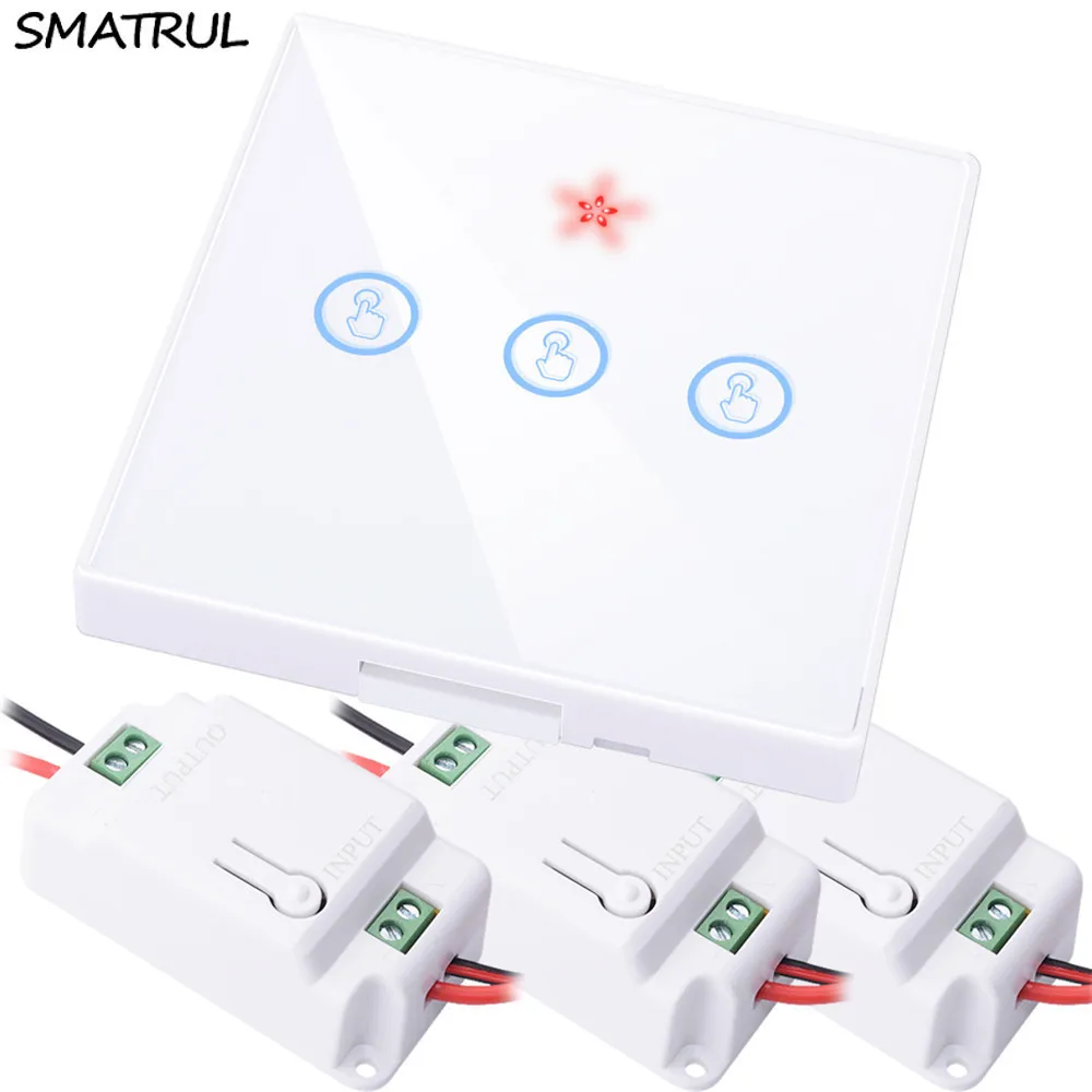 

SMATRUL 3 gang smart Wireless touch Switch Light Glass Screen RF Remote Control 433MHZ Wall Panel home Luxury 110V 220V led Lamp