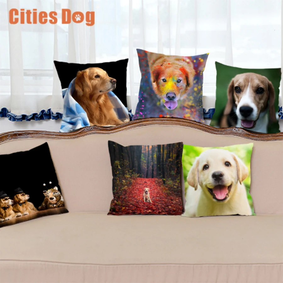Pillow cushion cover christmas decorations for home pillows Gold Retriever dog Pillowcase dakimakura almofada Animal sofa cojine | Дом и сад