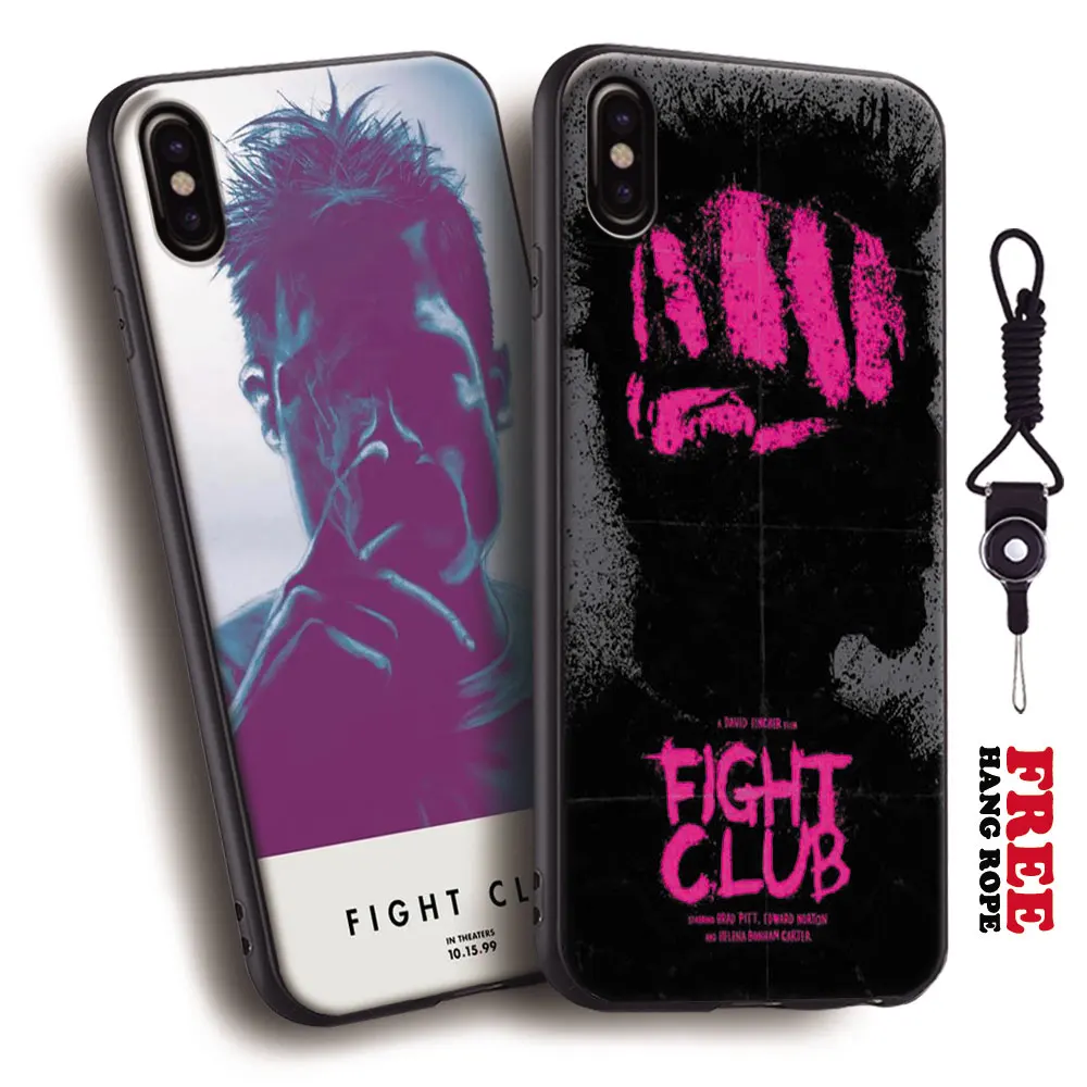 

Fight club Brad Pitt Edward Norton art poster Tpu Soft Silicone Phone Case Cover For Apple iPhone 10 X 5 5s SE 6 6s 7 8 Plus