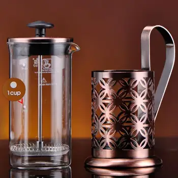 

600ml Stainless Steel Vintage Manual Coffee Pot Glass Teapot Filter Press Coffee Maker Tea Percolator Filter Press Plunger