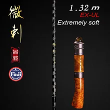 Сверхлегкий очень мягкий Быстрый стержень приманки EX-UL 1,35 м слегка сцепление с японской FUJI части кольцо Спиннинг/Литье твердой деревянной ручкой
