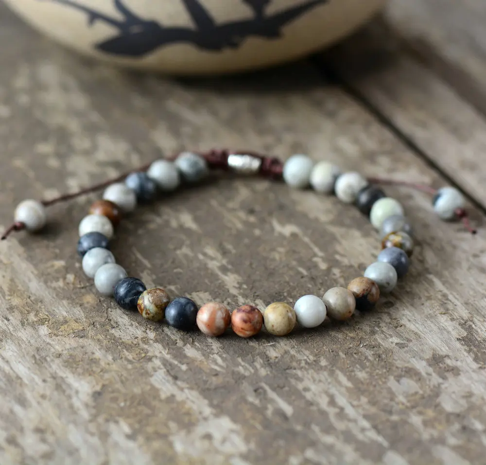 

Mens Bracelets 2018 6MM Natural Stones Beaded Bracelet Punk Inspirational Punk Bracelet Handmade Mens Jewelry