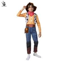 Nova chegada meninos trajes amadeirados crianças de luxo fantasia vestido de halloween traje para crianças woody role play cowboy traje terno