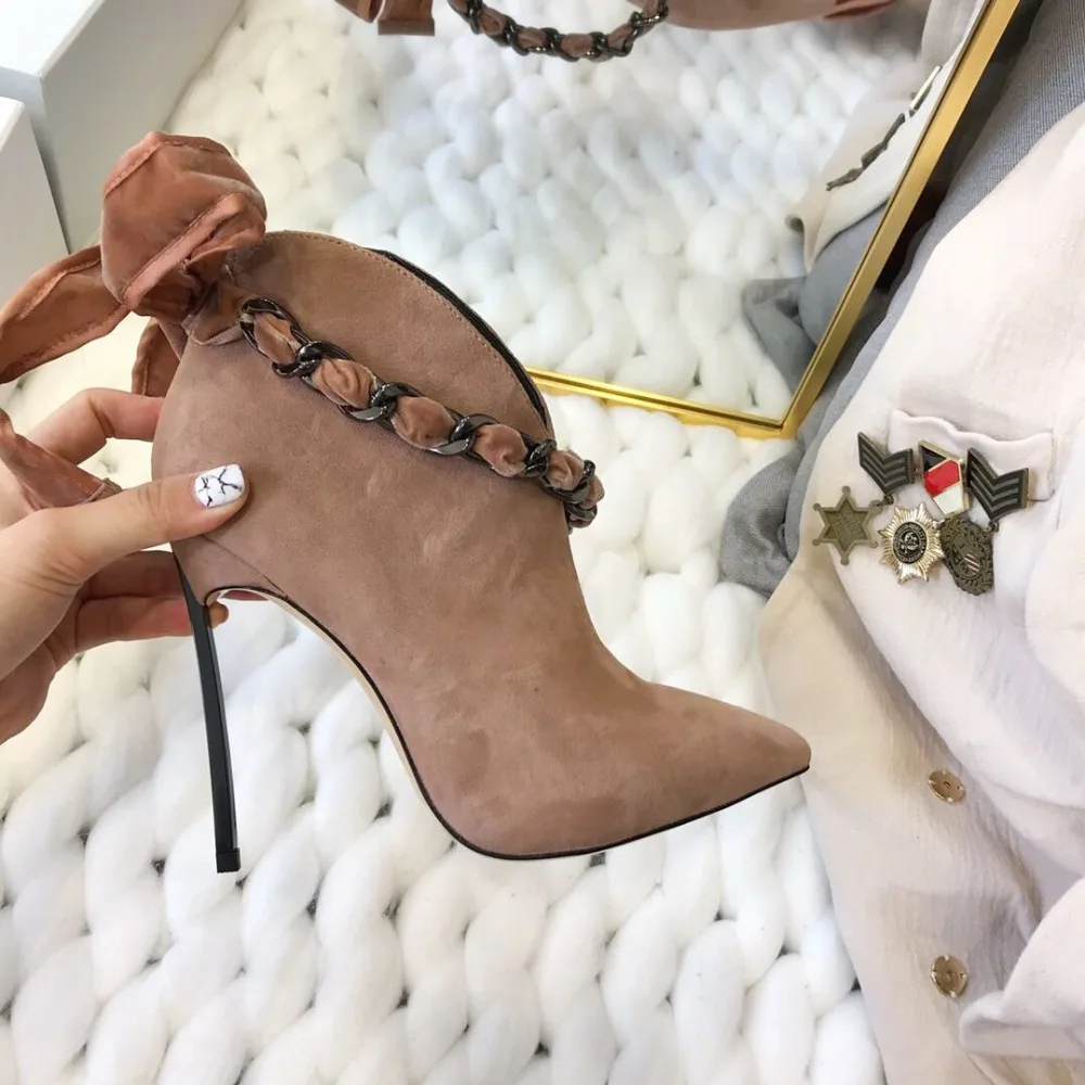 

zapatos de mujer 2018 Shoes Woman Ankle Boots Pointed Toes High Thin Heels China Butterfly-Knot Boots Woman botas mujer