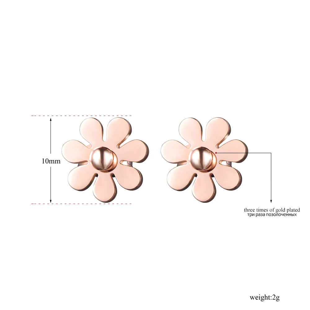 Jeeango, классические милые маленькие серьги-гвоздики в виде цветка маргаритки, розовое золото, модные серьги из нержавеющей стали, ювелирные изделия для женщин, E17028