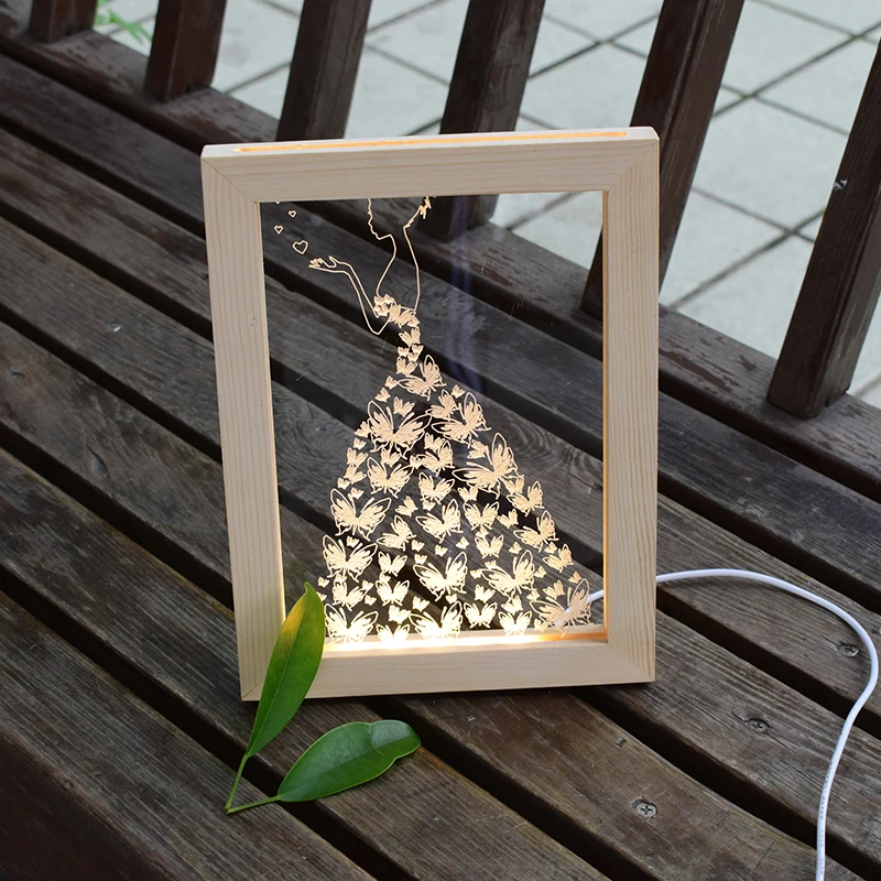 

USB 3D mood lamp Creatives Acrylic Board for gifts artwork With Switch Photo frame lamp other on request night light