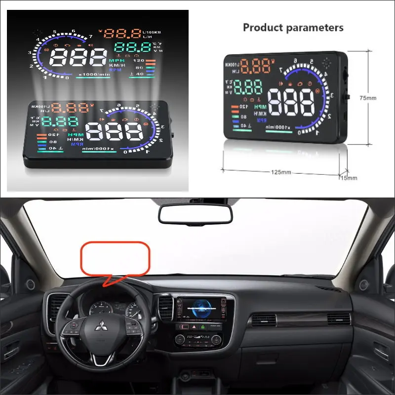 

Car HUD Head Up Display For Mitsubishi Outlander / Montero / Lancer - Saft Driving Screen Projector Refkecting Windshield