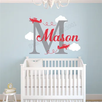 

Art Wall Sticker Airplane Wall Decoration Vinyl Personalized Name Home Decal Removeable Modern Fashion Ornament Mural LY207