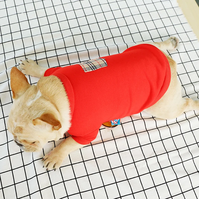 Французский бульдог корги Мопс маленькая и средняя одежда для домашних животных Весна Лето Удобная рубашка с круглым вырезом в британском стиле Одежда для собак