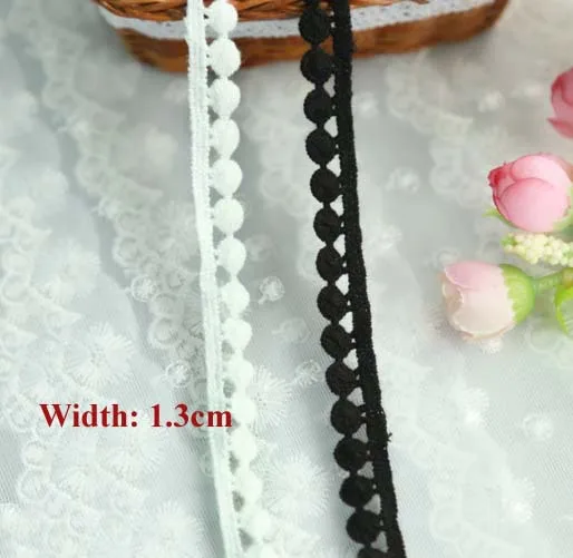 

1yrd/lot Width:1.3cm Kawaii pompon design chemical lace Embellishments trim lace Water soluble lace Garment (ss-2952-257)