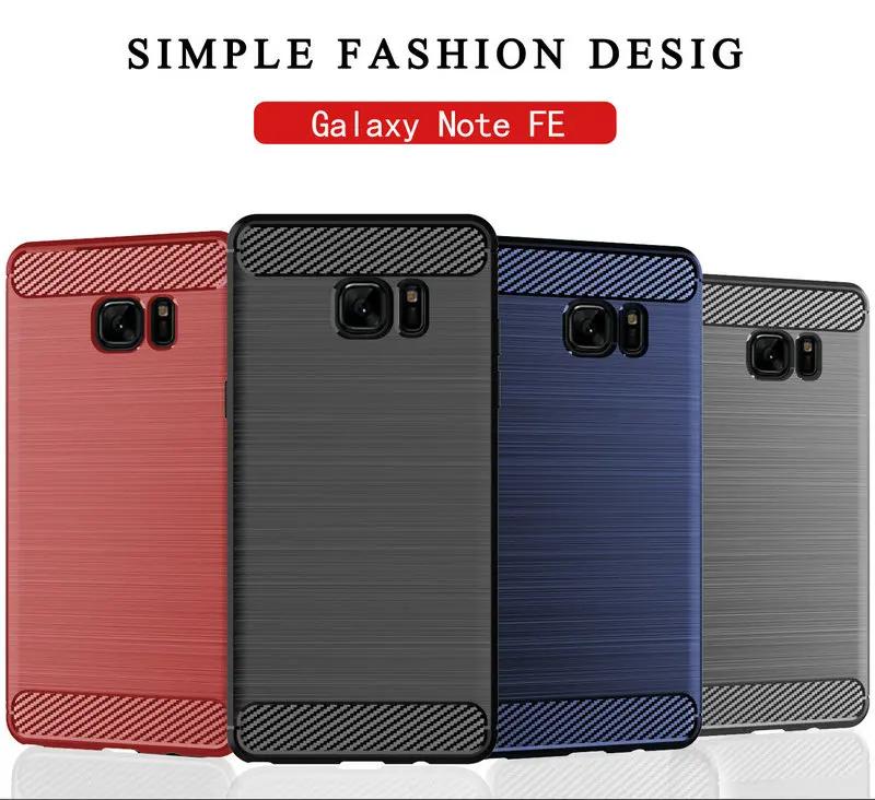 

for Samsung Galaxy Note FE Fan Edition Case Silicone Rugged Armor Carbon Fiber Soft Brushed TPU Back Cover Note7 Note 7