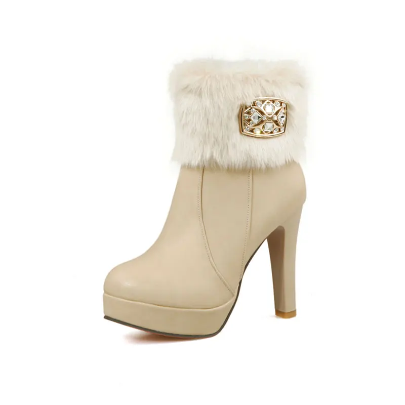 

new Breathable cloth with soft nap ankle boots Yellow black beige winter boots keep warm in wenter round toe high heel mzh116