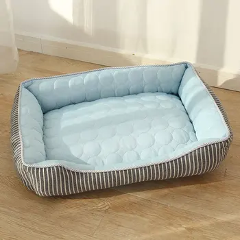 

2020 Summer Cooling Dog Bed Comfortable Ice Silk Material Pet Cat Puppy Beds Cats Sofa Pet Sleeping Bed cama para cachorro