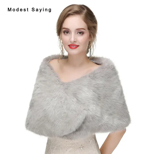 New 2017 Silver Faux Fur Wedding Boleros Shrugs Bridal Shawls New 2017 Silver Faux Fur Wedding Boleros Shrugs Bridal Shawls Stoles Warm Bridesmaid Wraps Outerwear