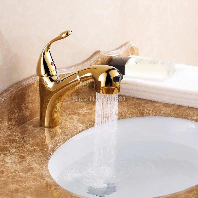 Bad Toliet Große Auslauf Badewanne Becken Sink Messingmischerhahn 1 STÜCK Goldenen Poliert Wasserhahn 8021 Karat