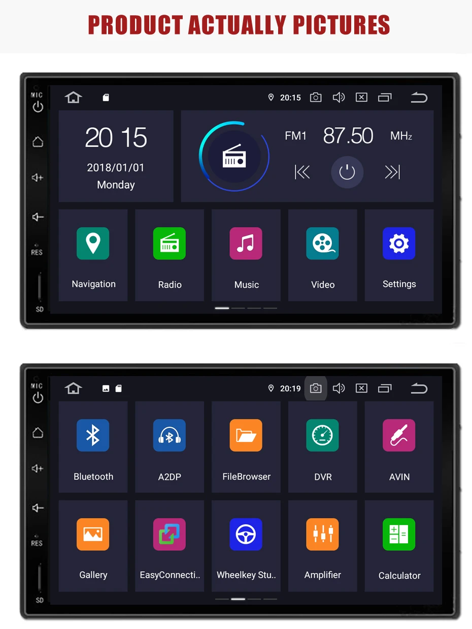 Clearance KANOR 7" 2Din 1024*600 Android 8.1 2 din Universal Car Radio For Nissan GPS Navigation BT Radio Stereo Audio Player(No DVD) 16