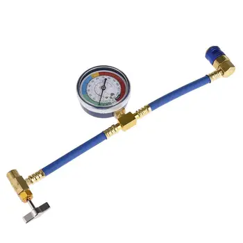 

R134A DIY Recharge Hose Tap Gauge Fluorine Form Valve Snow Refrigeration Tool Fluoride Tool 0-120 PSI Refrigerant Pressure Gauge