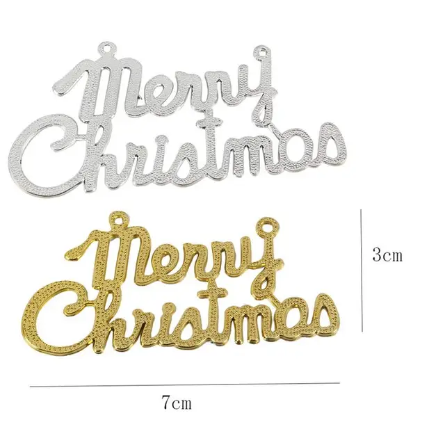 Christmas Tree Decoration 10pcs/Pack Glitter Merry Christmas Letter Card For Xmas Hanging Ornaments Home Party Favors