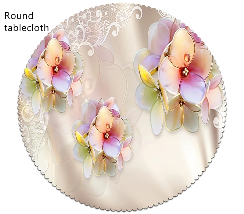 Настраиваемая 3D скатерть Алмазная Бабочка цветочный узор моющаяся ткань плотная прямоугольная и Круглая Скатерть для свадьбы