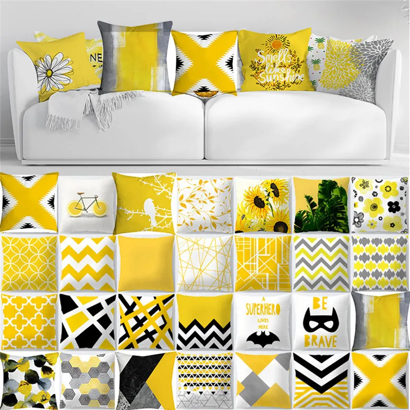 New Pineapple Leaf Yellow Pillow Case Car Waist Throw 45cmx 45cm Cushion Pillow Cover Home bed Pillow Cases #3j18 (3)