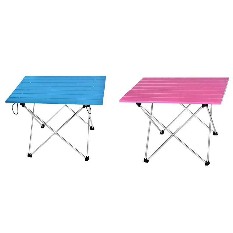 Портативный металлический стол складной походный стол для путешествий на открытом воздухе для пикника алюминиевый Супер светло-голубой L