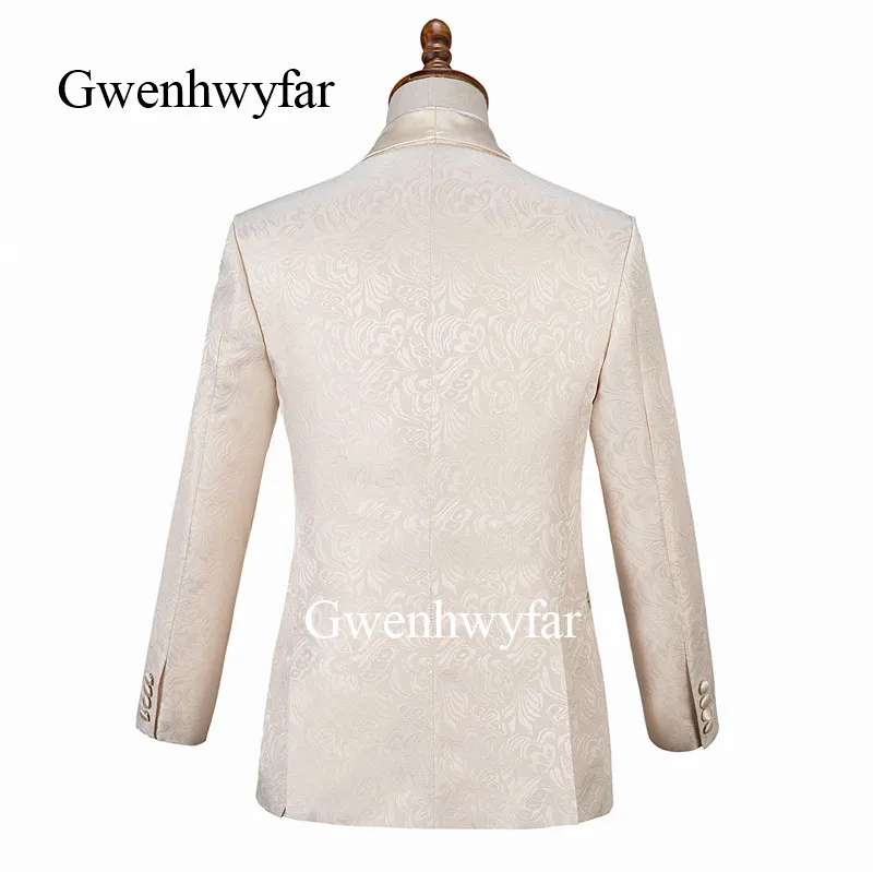 Groomsmen Shawl Lapel Groom Tuxedos Men Suits Wedding Prom Dinner Best Man (Jacket + Pants + Vest)