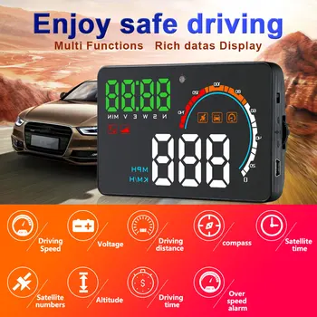 

GEYIREN Car Speed Projector GPS Car Speedometer Q5 HD Head Up Display Auto Multi-function HUD Windshield Fatigue Driving Alarm