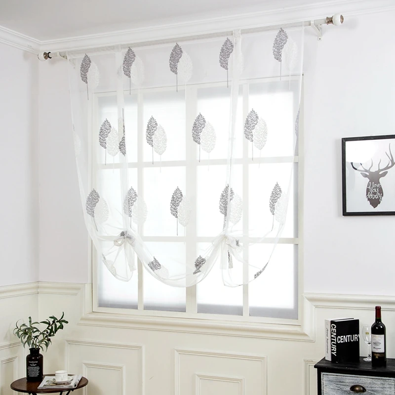 Двухцветные эвкалиптовые прозрачные цветочные дизайнерские кухонные Короткие шторы для кухни римские шторы современные тюлевые ткани балдахин