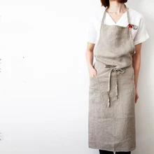 Высококачественный японский корейский Фартук из льняной и хлопковой ткани, простой модный красивый фартук для маникюра